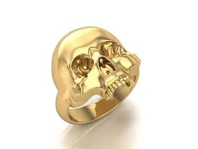 Gold Skull Ring with Detailed Features 3D print model