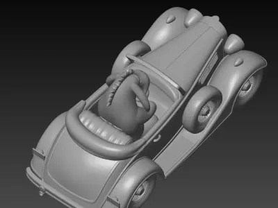 vintage car driver Eeyore 3D print model