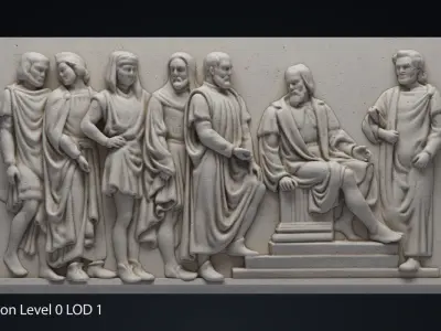 Bas Relief Male Figures Low-poly 3D model