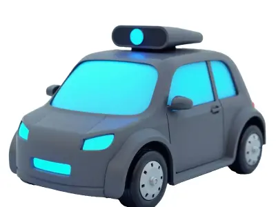 Self-driving utility car with sensors 3D model