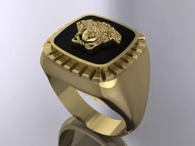 Elegant  Versace Mens Ring Gold Jewelry 3D print model