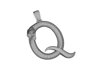High-Detail Snake Letter Q Pendant Premium Sculpted Model 3D print model