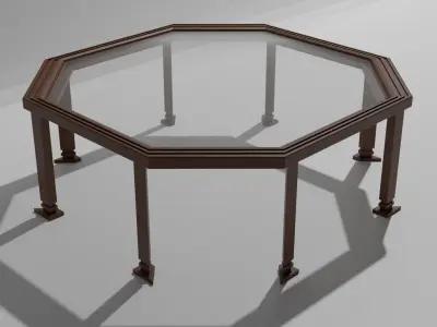  Wooden Octagonal Table Low-poly 3D model
