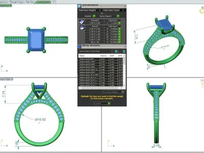 Engagement ring Sophia emerald 3D print model