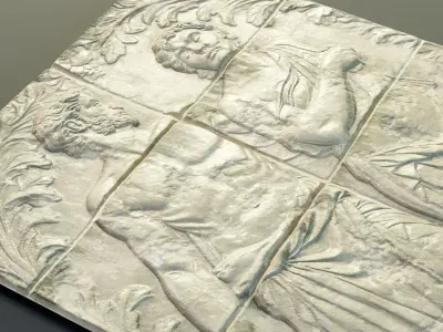 Bas-relief wall panel PBR 02 Low-poly 3D model