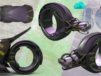 All Terrain Hubless Wheel Space Motocycle 3D model