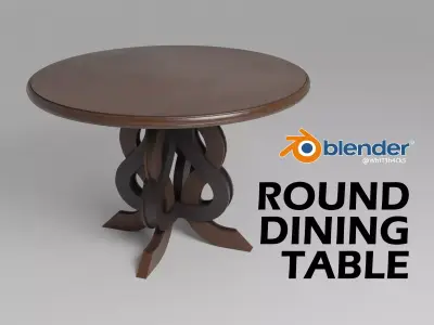 Round Dining Table Low-poly 3D model