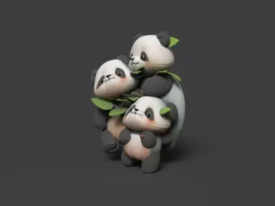 Chinese panda figure  Low-poly 3D model