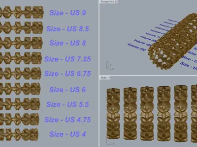 R 193 Leaf style ring 3D print model