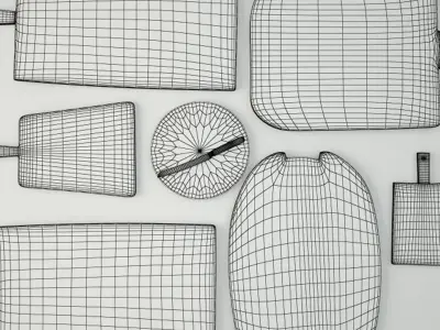 Antique Cutting Boards with Knife 3D model