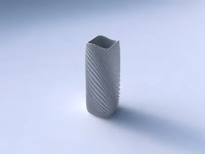Vase quadratic tall with bent extruded lines 3 3D print model
