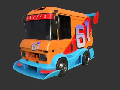 Stylized Wagon Low-poly 3D model