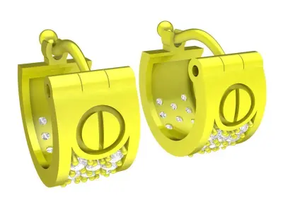 5721 luxury diamond hoop earrings 3D print model