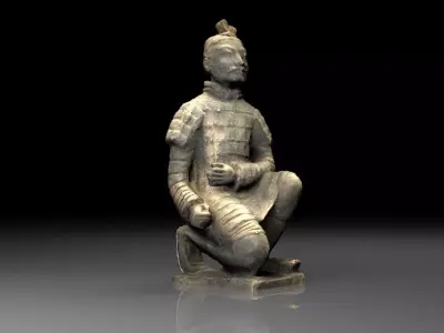 Chinese Kneeling Archer Qin Dynasty Raw Scan Free low-poly 3D model