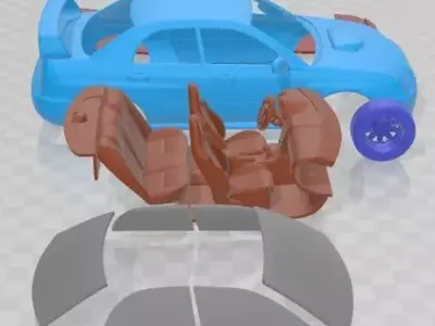 Subaru Impreza STi 2003 Printable Car 3D print model
