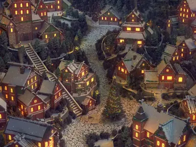 Xmas Snowy Village 3D Christmas Houses Festive Season 3D model