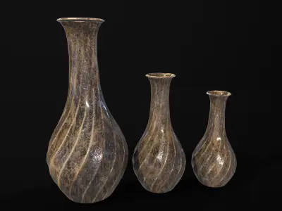 Twisted Marble Elegant Vase Set Low-poly 3D model