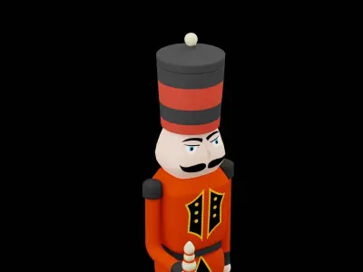 Black And Red Christmas Nutcracker Low-poly 3D model