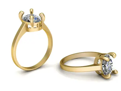 FANCY  SINGLE DIAMOND  RING 3D PRINTABLE MODEL  3D print model