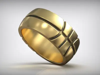 Basketball Ball Polished Wedding Band 3D print model