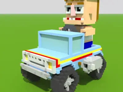 Truck Car and character for your Apocalyptic Game 3D model