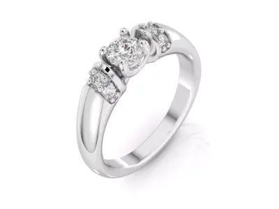 D-1793 diamond engagement ring gold 3D print model