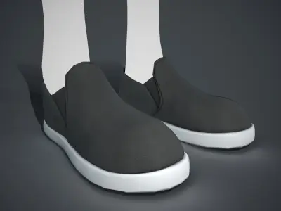 Black Fabric Shoes Style 2  Low-poly 3D model