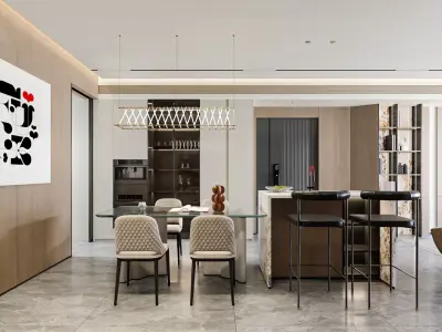 Modern Luxury Living and Dining Interior 3D model