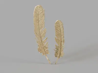 Feathers Wall Art Small Gold Leaf Set Of 2 3D model