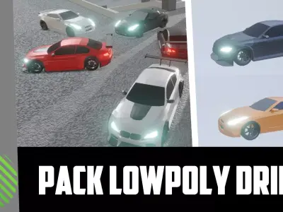 pack low poly drift Low-poly 3D model