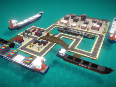 V5 Road Seaport Low-poly 3D model