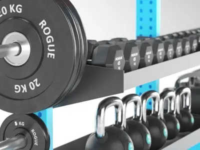 Gym-Tools-Fitness-Body-Building-set-13 gym rack with weights ... 3D model