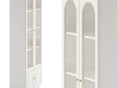 Cabinet Included White Closed Back Wooden Standard Bookcase 3 3D model