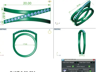 Women Diamond Ring 3dm STL  Render Details - R-01 3D print model