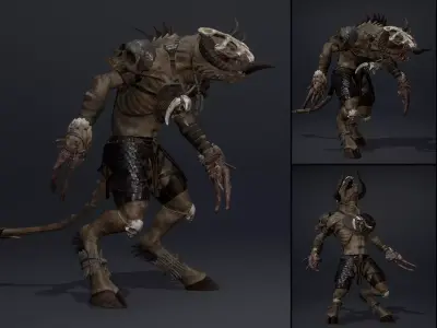 Ghost Barbarian Arm2 Low-poly 3D model