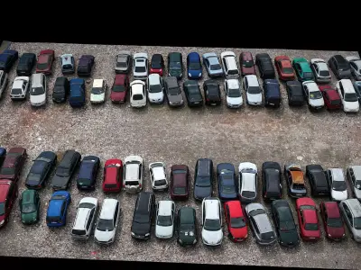 cars abandoned parking terrain closeup part3 drone scan Low-poly 3D model