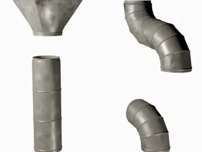 Set of air conditioning pipes 3D model