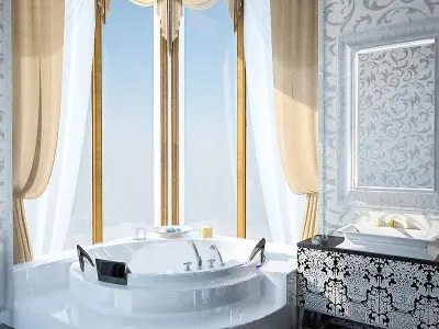 Luxury Bathroom Interior  Low-poly 3D model