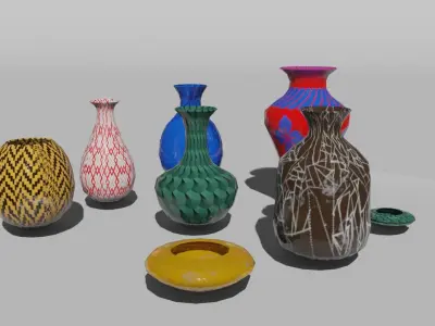 vases pack low poly Low-poly 3D model