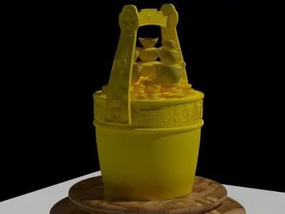 Chinese gold ingot bucket 3D model