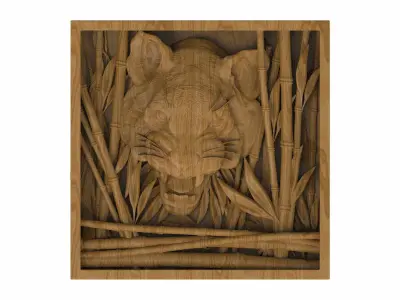 Carved panel painting STL 3D model 15
