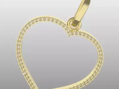 DIAMOND HEART SHAPED PENDANT FOR PRINTING AND CASTING 3D print model