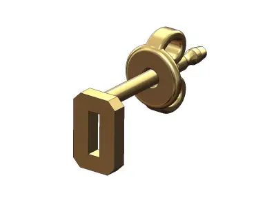 0 zero number varsity font stud earring 3D print model