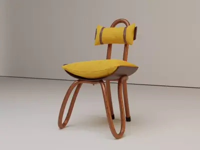 Berkuma01 chair with cushion and wooden legs 3D model