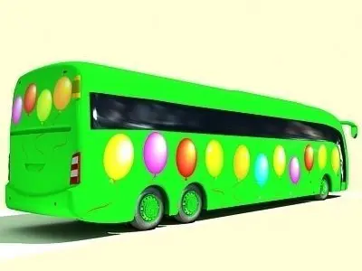 Birthday Balloon Green Bus 11 3D model