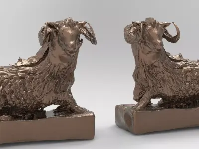 Sheep Statue 2 designs Mirrored 3D model