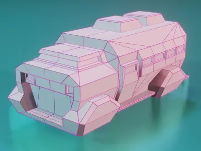 Low Poly Stylized Sci-Fi Police SWAT Hover Car Low-poly 3D model