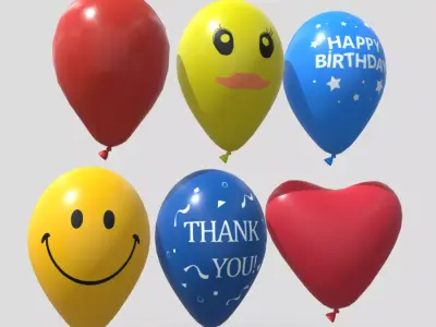 Balloon Pack Low-poly 3D model