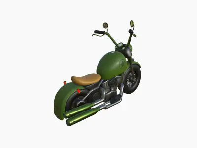 Motorcycle Cartoon A15 Green - Custom Vehicle Design Low-poly 3D model