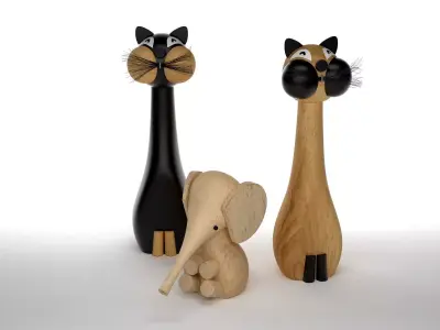 Cat and Baby Elephant 3D model